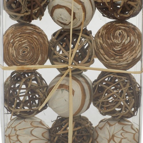 Deco 79 Dried Plant Handmade Decorative Ball Orbs & Vase Filler with Varying Designs, Set of 2 10"H, 7"W, Brown