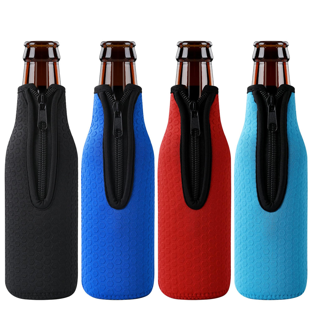 Xumbtvs 4 Pcs Beer Bottle sleeves, Non-slip Neoprene Insulated Beer Holder Cooler Cover for 12oz 330ml Bottle (Colorful1)
