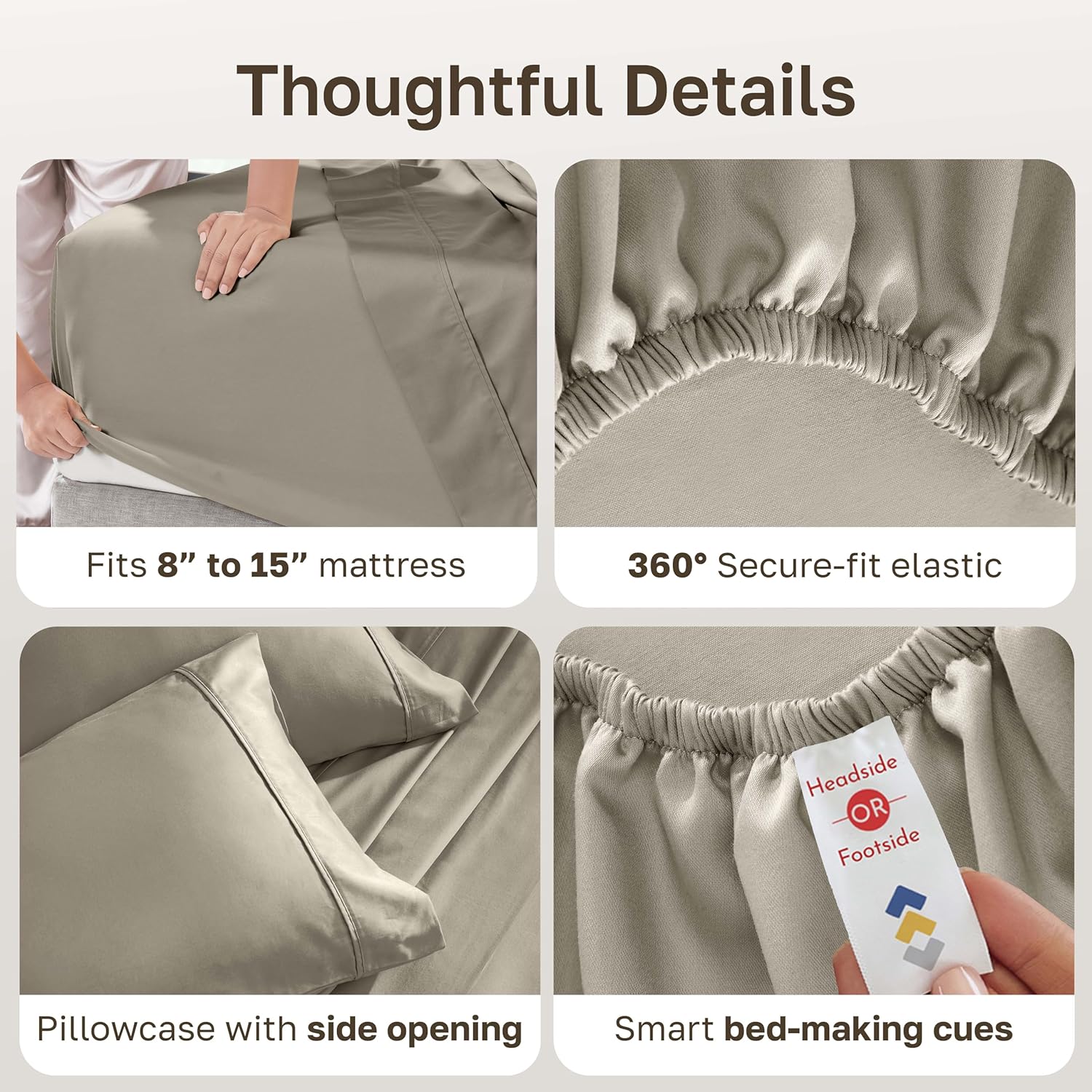 California Design Den Twin XL Bed Sheets Set - 100% Cotton, 400 Thread Count, Silky Smooth Sateen - Taupe