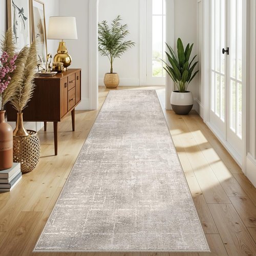 HAOYUNLAI Hallway Runner Rug - Soft Non-Slip Kitchen Mat with Rubber Backing | Washable 3x12 Beige/Cream