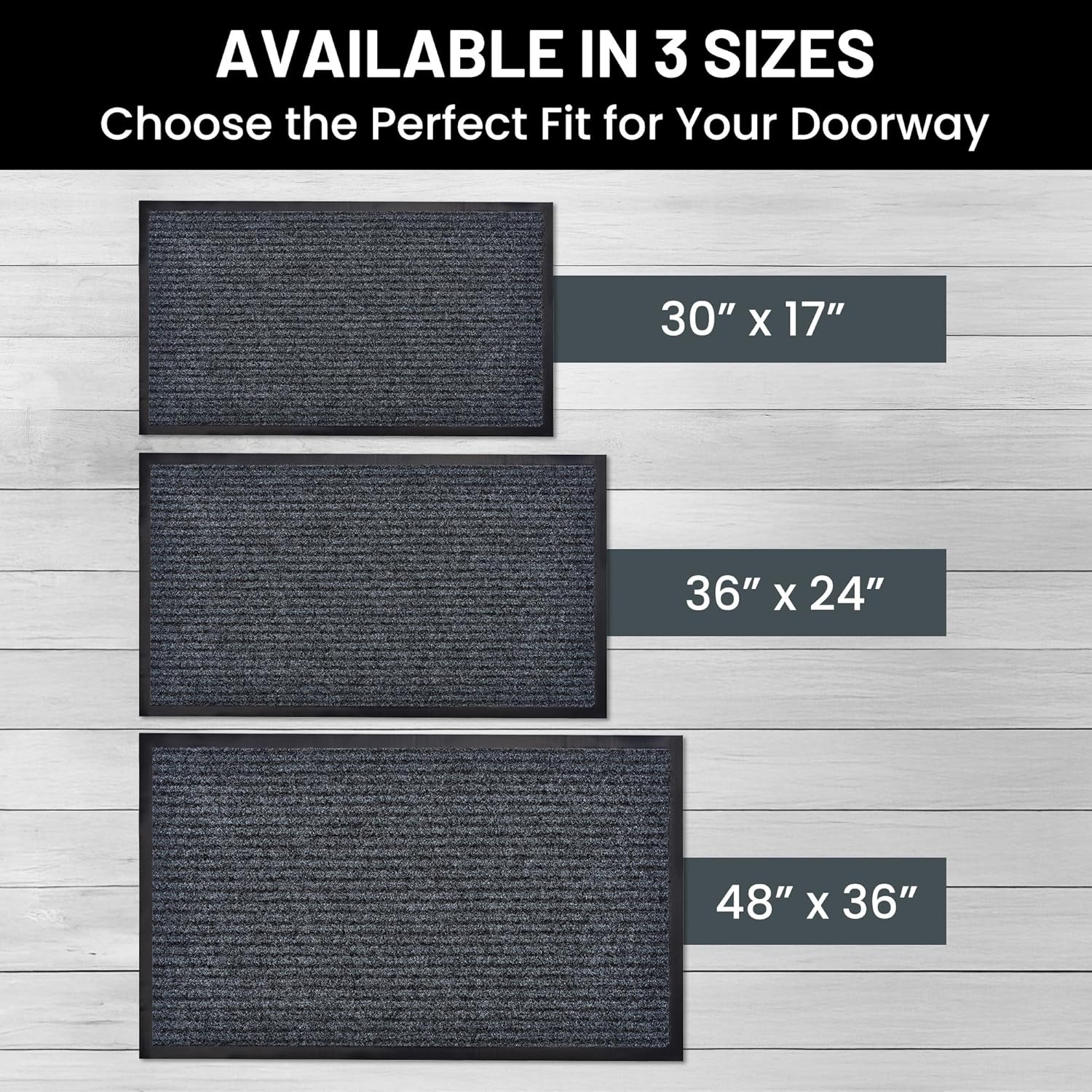 Sierra Concepts Welcome Floor Mat - Indoor Outdoor Entryway Doormat, Low Profile, 30x17 Inches, 2-Pack Gray