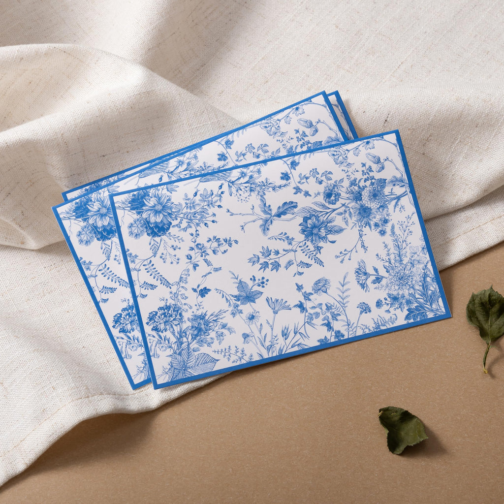 Crisky 50 Pack Blue Floral Blank Note Cards with Envelopes & Stickers, Gold Foil Bridal Shower Thank You Cards Greeting Bulk for Birthday, Baby Shower, Wedding, Graduation