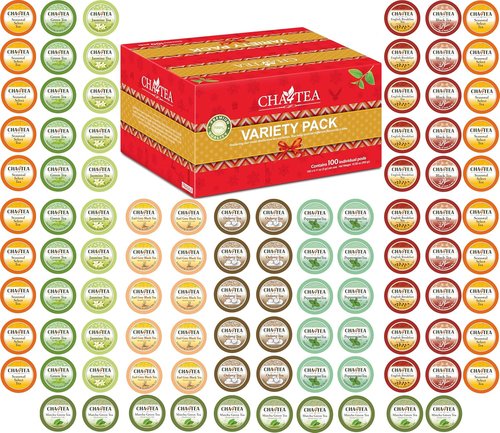 Cha4TEA Variety Pack Tea - 100-Count Compatible with Keurig | Green, Black, Earl Grey & More