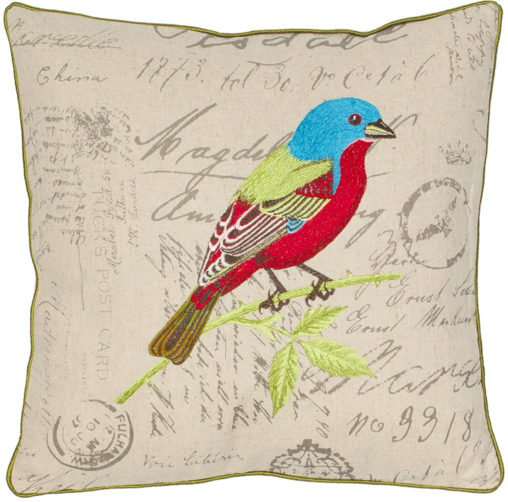 SAFAVIEH Pillow Collection 18-Inch Songbird Pillow, Cream, Set of 2