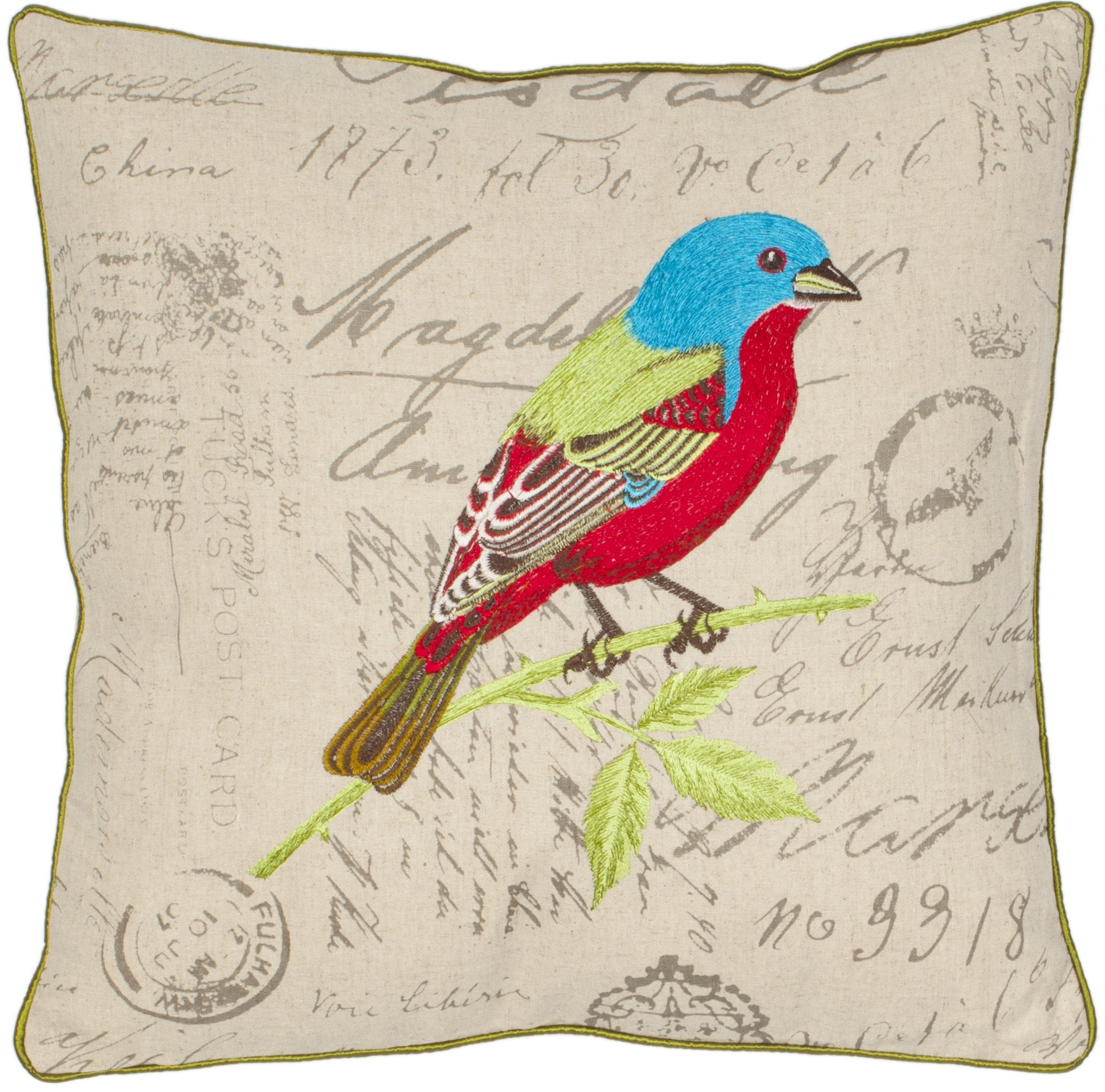 SAFAVIEH Pillow Collection 18-Inch Songbird Pillow, Cream, Set of 2