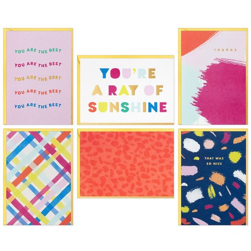 Hallmark Bright and Bold Card Assortment (24 Blank Cards with Envelopes) Pink, Orange, Blue, Gold