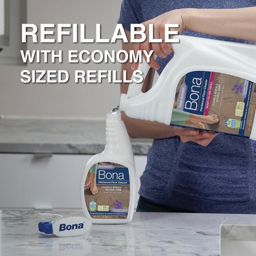 Bona Hardwood Floor Cleaner Spray | 32 Fl Oz | Lavender Thyme Scent | Refillable & Residue-Free Solution
