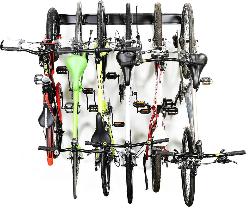 Ultrawall Stainless Steel Bike Storage Rack - Wall-Mounted Hanger for 6 Bikes | Holds Up to 300lbs, Black