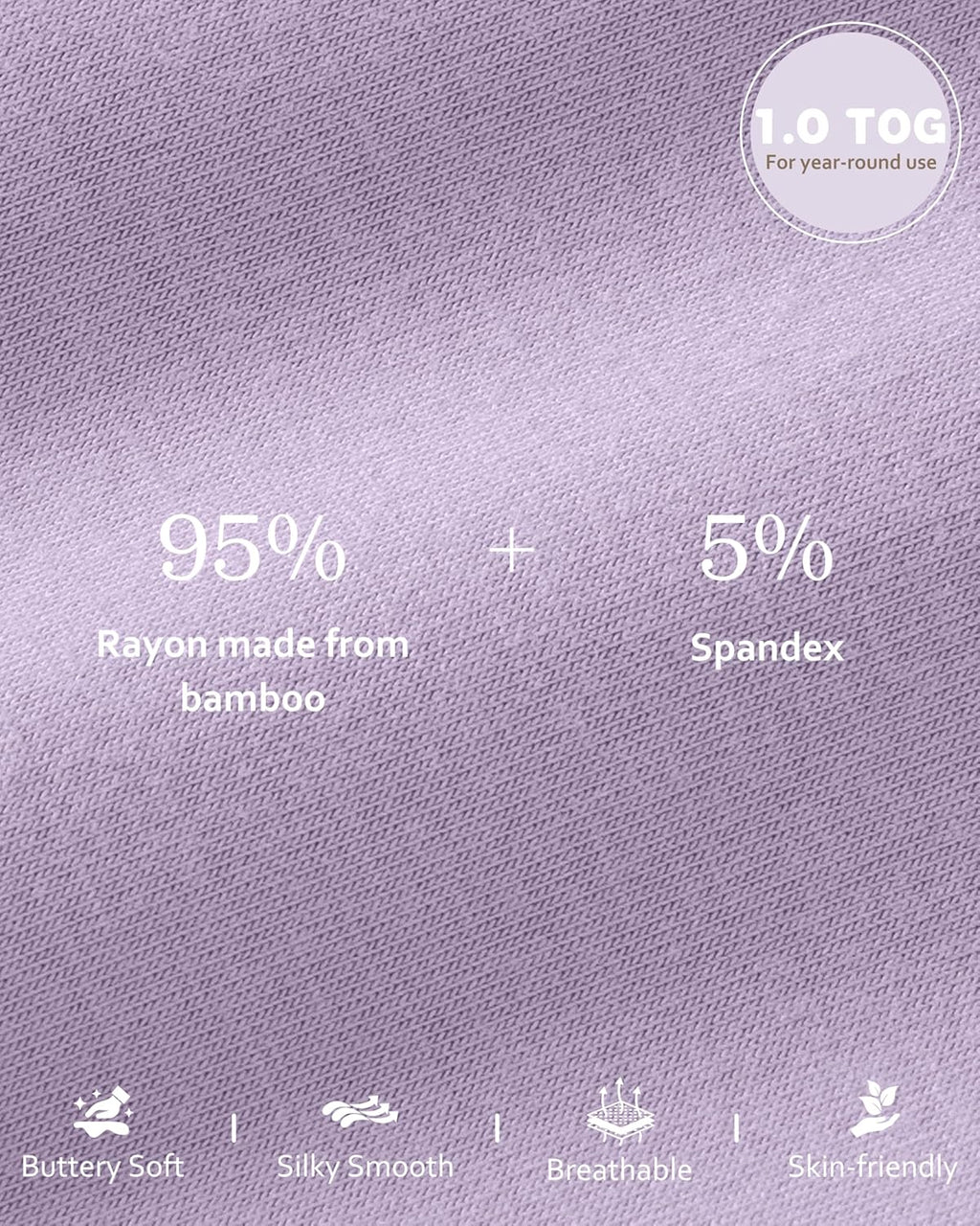 Rayon Made from Bamboo Baby Sleep Sack - Soft 1.0 Tog Wearable Blanket for Infants | 6-12 Months, 2-Pack, Purple Butterfly