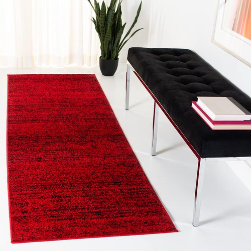SAFAVIEH Adirondack Collection Runner Rug - 2'6" x 8', Red & Black, Modern Abstract Design, Non-Shedding & Easy Care, Ideal for High Traffic Areas in Living Room, Bedroom (ADR117F)