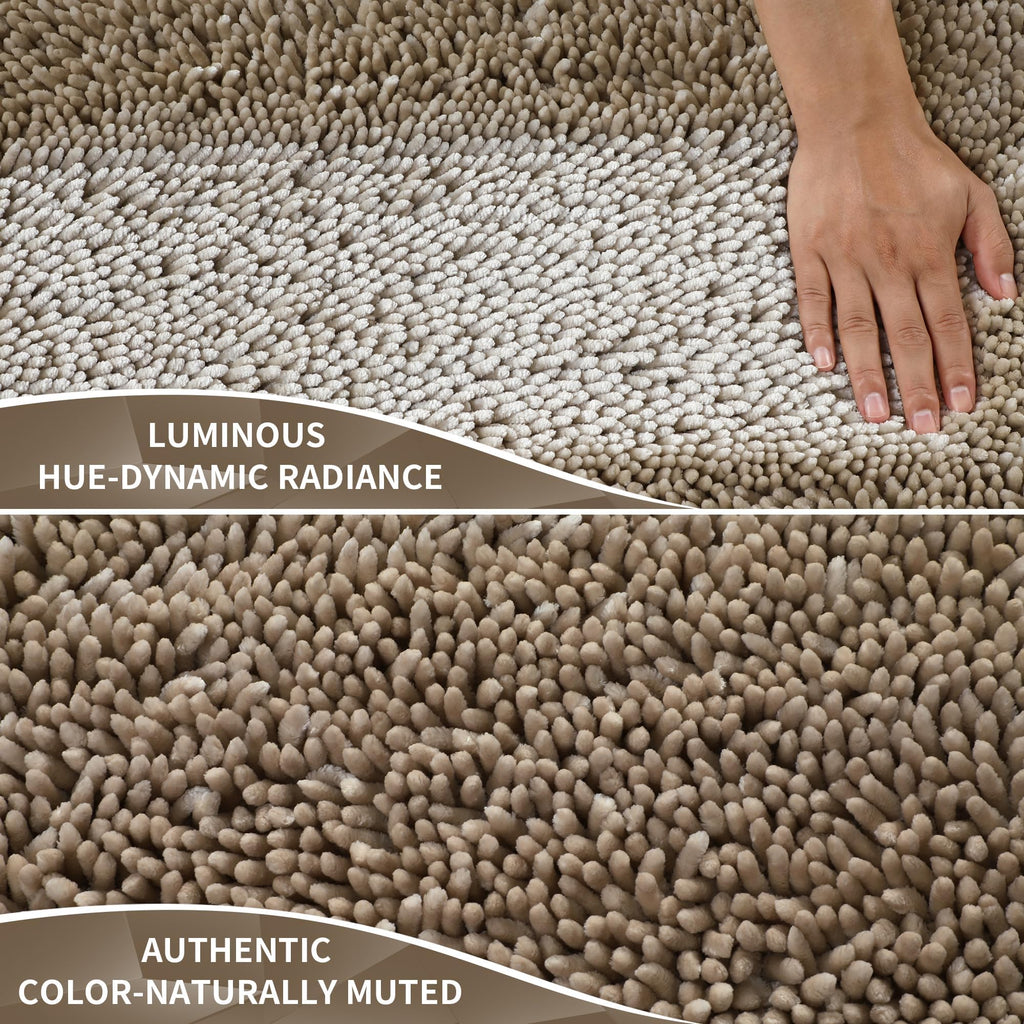 Yimobra Long Bathroom Rugs Runner 60x24 Inch, Extra Thick Soft Absorbent Chenille Bath Mat, Non Slip Machine Washable, Quick Dry Bath Rugs for Bathroom Floor, Tub and Shower, Camel