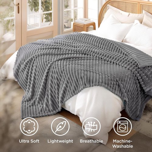 Bedsure GentleSoft Fleece Blanket - Cozy Frost Gray Throw for Couch, Perfect for Women & Girls, 90x90 Inches