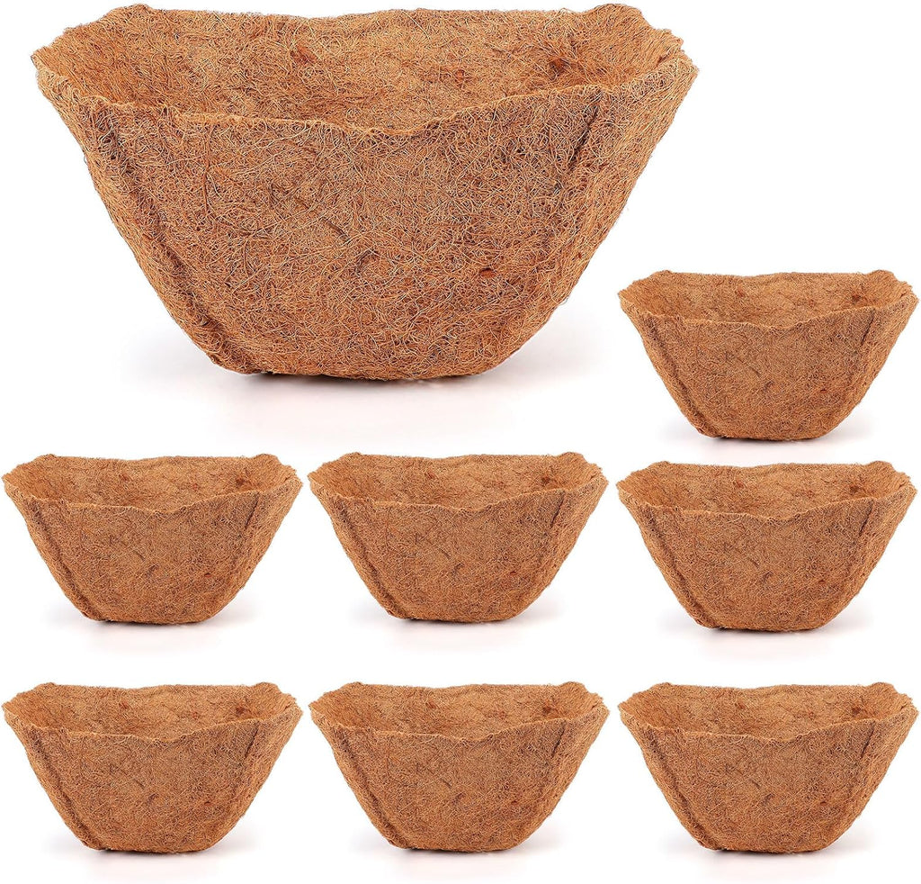 Newtay 14-Inch Square Coconut Liners - 4 Pcs Coir Fiber Replacement for Hanging Baskets & Pots