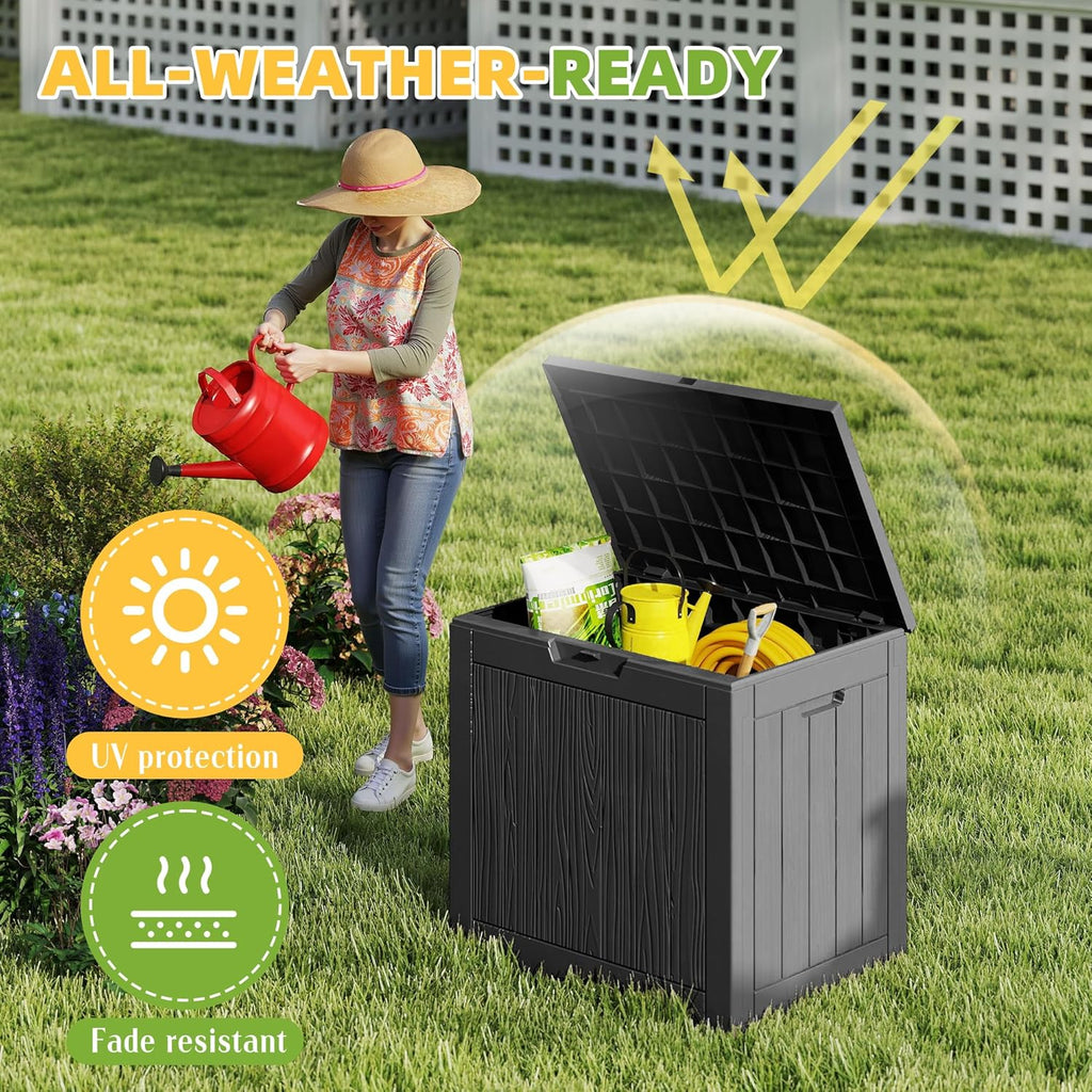 35 Gallon Resin Deck Box - Waterproof, UV-Resistant Outdoor Storage for Cushions & Tools | Black