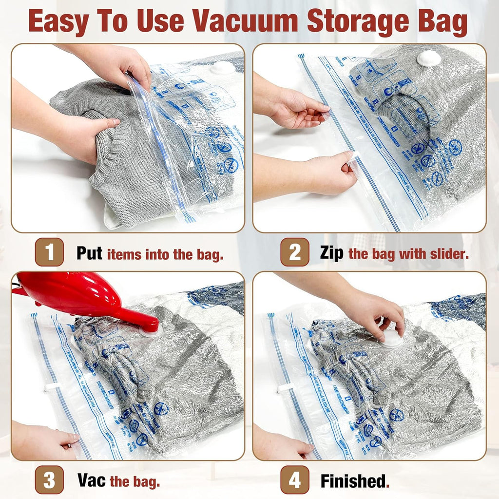 Skiennix Vacuum Storage Bags - 10 Large Space Saver Seal Bags for Clothes & Bedding (10L)