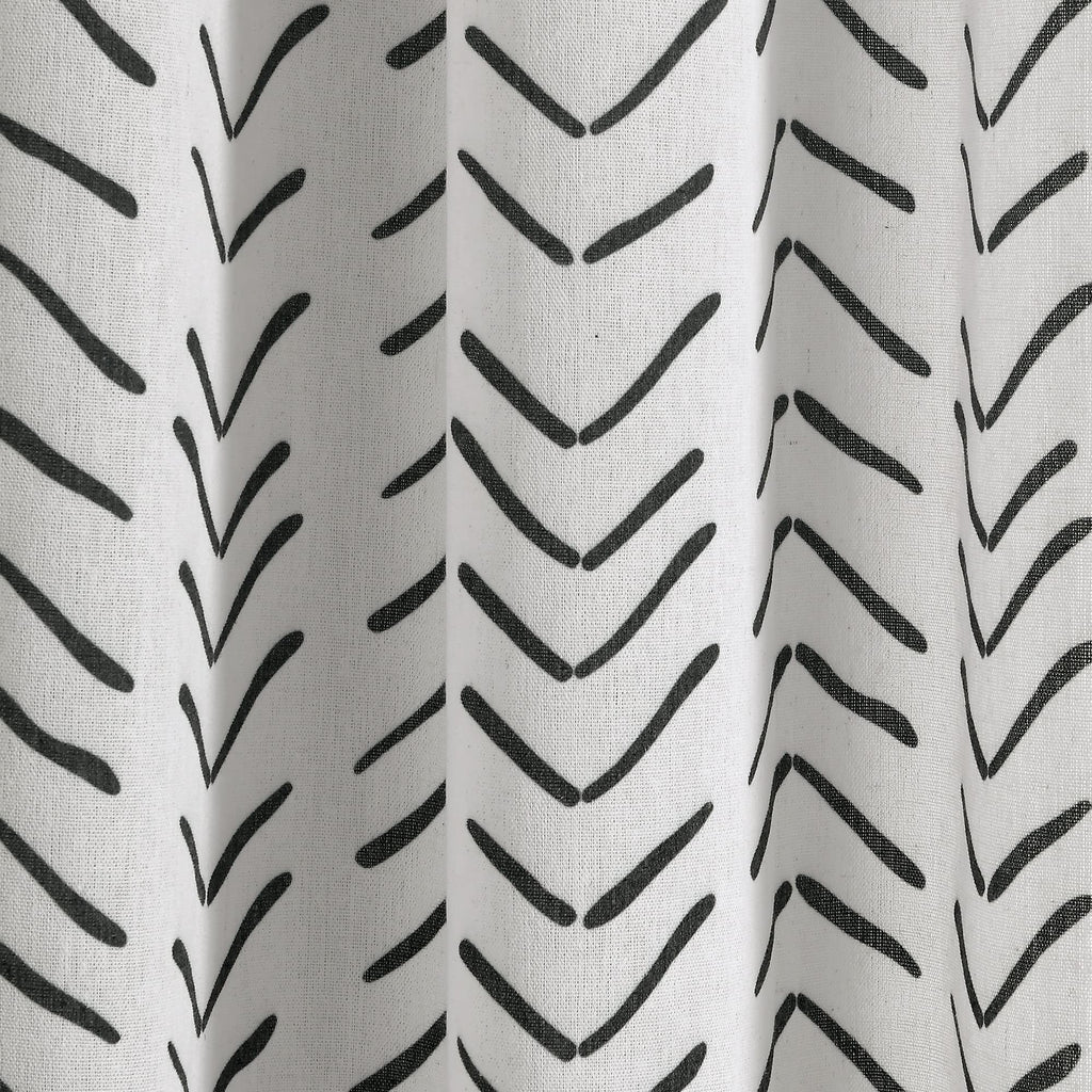 Lush Decor Hygge Modern Arrow Linen Look Shower Curtain, 72" X 72", Black & White