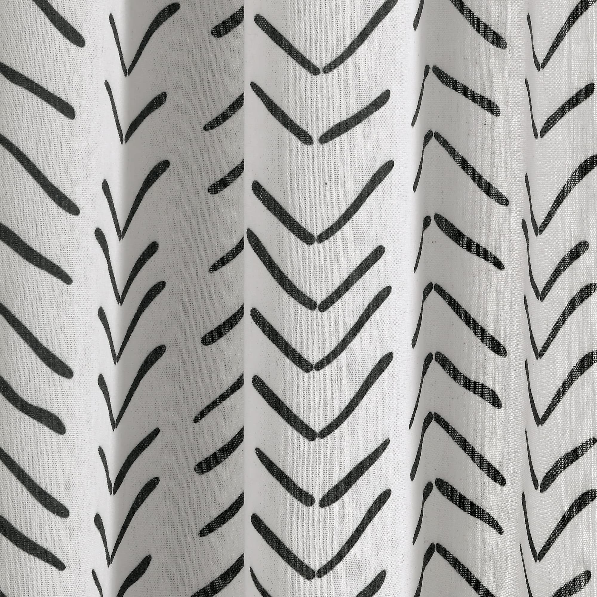 Lush Decor Hygge Modern Arrow Linen Look Shower Curtain, 72" X 72", Black & White