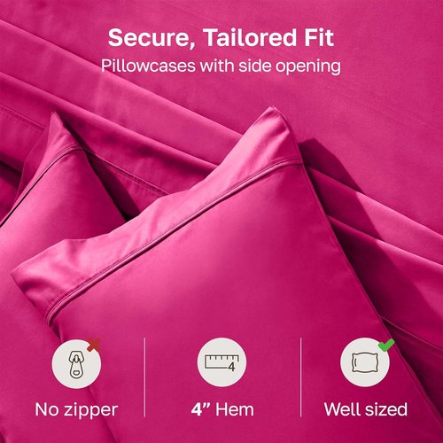 California Design Den King Size Pillowcases - Set of 2, 400 Thread Count, Soft 100% Cotton, Hot Pink
