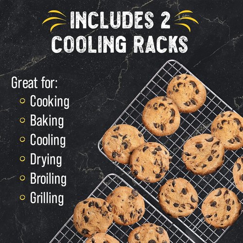 Checkered Chef Cooling Rack - Set of 2 Stainless Steel Oven Safe Cookie Cooling Racks, 8” x 11 ¾”