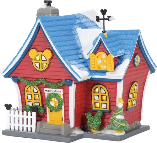 Department 56 Mickey’s Christmas Lit House - 6.26 Inch Red Holiday Decor
