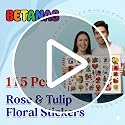 115 PCS Rose and Tulip Stickers Pack - Waterproof Vinyl Decals