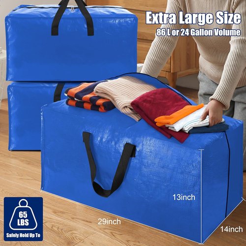 Cosy Family Extra Large Moving Bags - Heavy Duty Storage Totes with Backpack Straps | Set of 8, Multicolored