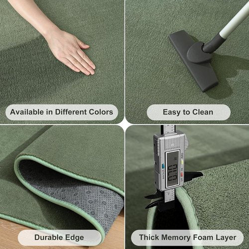Amearea Modern Area Rug - Thickened Memory Foam, Fluffy & Washable - 4x6 Feet Sage Green for Kids & Living Room