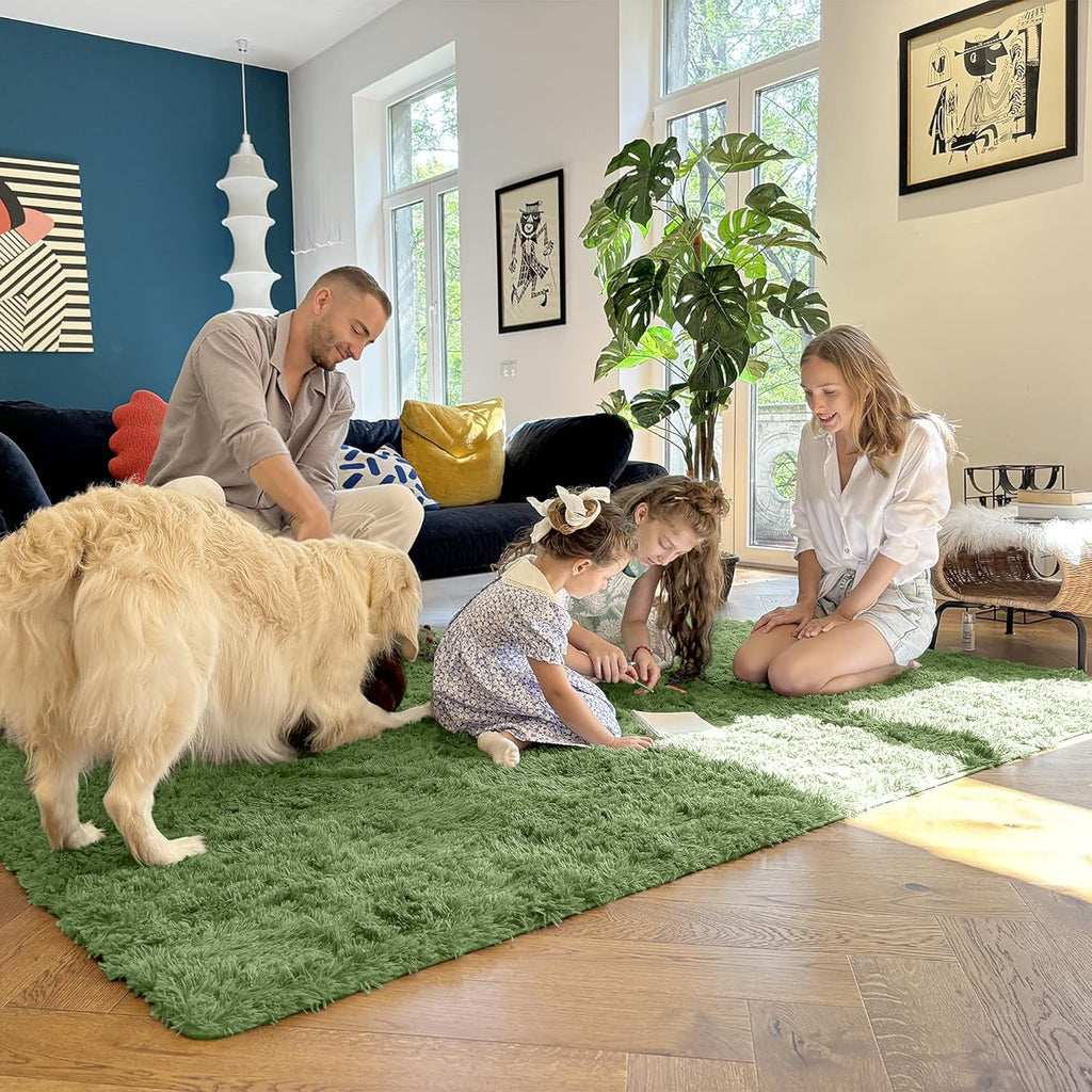 OLANLY 2x8 Soft Fluffy Machine Washable Runner Rug - Aesthetic Indoor Carpet for Bedroom & Hallway | Green