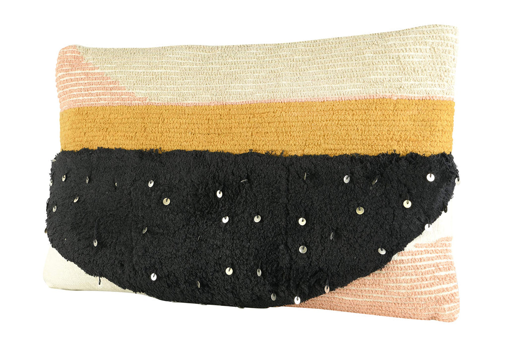 Creative Co-Op Rectangle Multi-Textured Cotton Geometric Shapes Lumbar Pillow, Multicolor