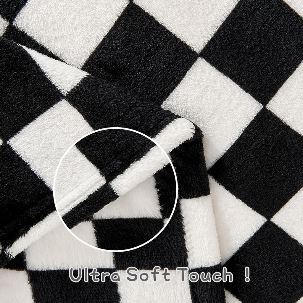 Yurhap Checkered Baby Blanket - Ultra Soft Fleece for Boys & Girls | Cozy 30''x40'' Infant Receiving Blanket in Black