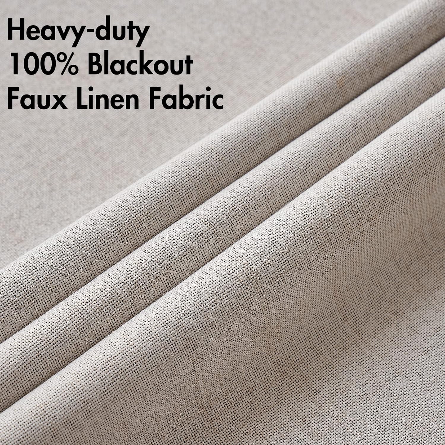 MIULEE Blackout Linen Textured Curtains - Thermal Insulated Ivory Drapes for Bedroom | 42 x 84 Inch (2 Panels)