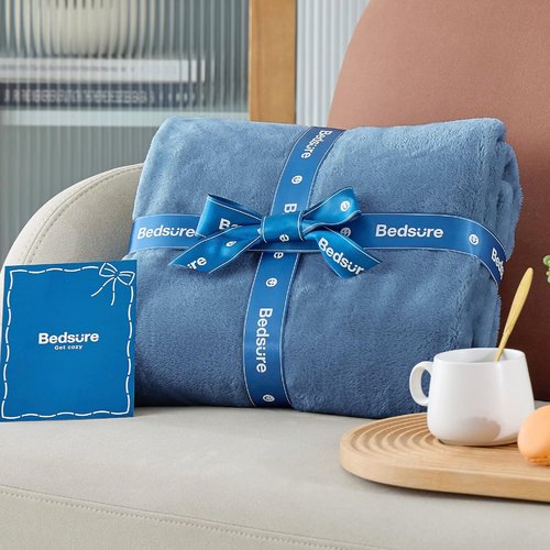 Bedsure GentleSoft Fleece Blanket - King Size Washed Blue Plush Microfiber, 108x90 Inches for Cozy Comfort
