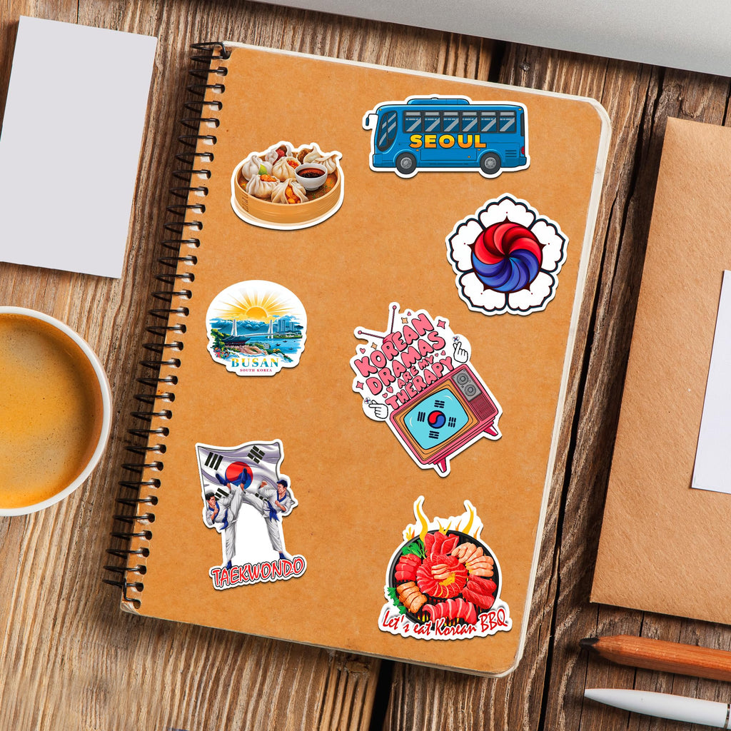 MONIZY Korea Travel Stickers 50 Pieces Vinyl Waterproof Decal for Laptop Water Bottle Phone Car Window Bike Motorcycle Stakeboard Scrapbook Korean Sticker Gifts