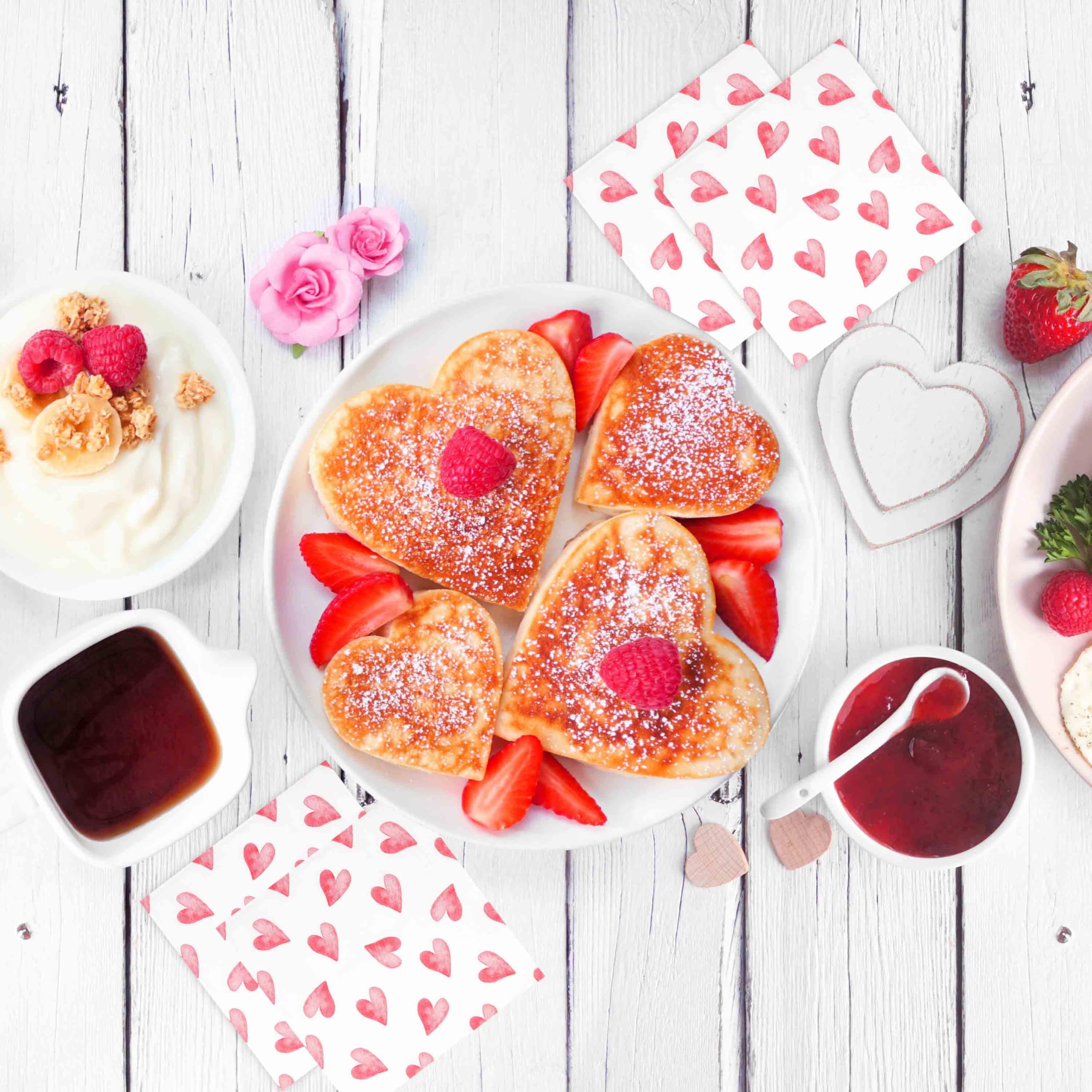 Gift Boutique Watercolor Heart Lunch Napkins, 50 Count 3-Ply Paper Napkins for Valentine’s Day Parties, Showers, Weddings & Events