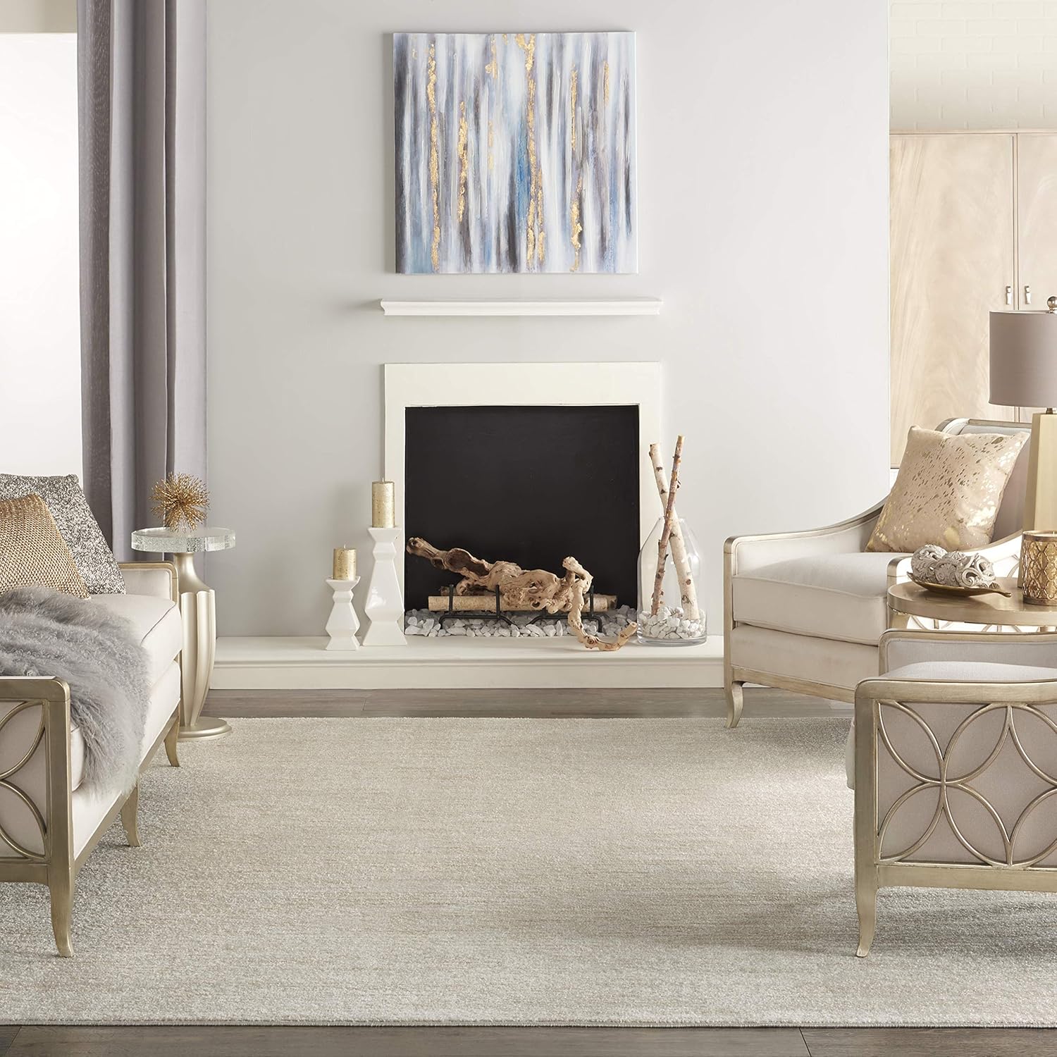 Nourison Home Area Rug - Essentials Ivory Beige 10' x 14' | Easy Clean, Non-Shedding for Any Room