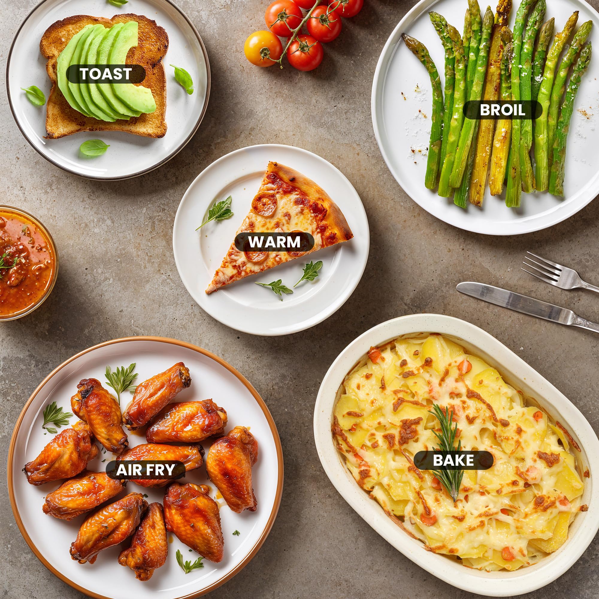 Elite Gourmet Compact 8.5Qt Air Fryer Oven – Mini Countertop Air Fryer with Adjustable Time & Temperature Controls, 800W, Includes Air Fry Basket, Bake Pan & Recipes, Stainless Steel