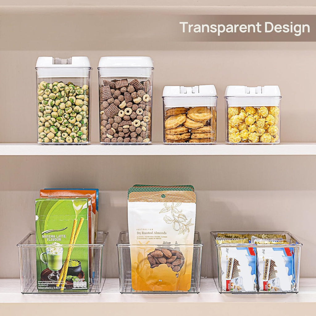 Vtopmart Food Storage Organizer Bins - 10 Pack Clear Plastic Bins for Pantry & Kitchen Organization