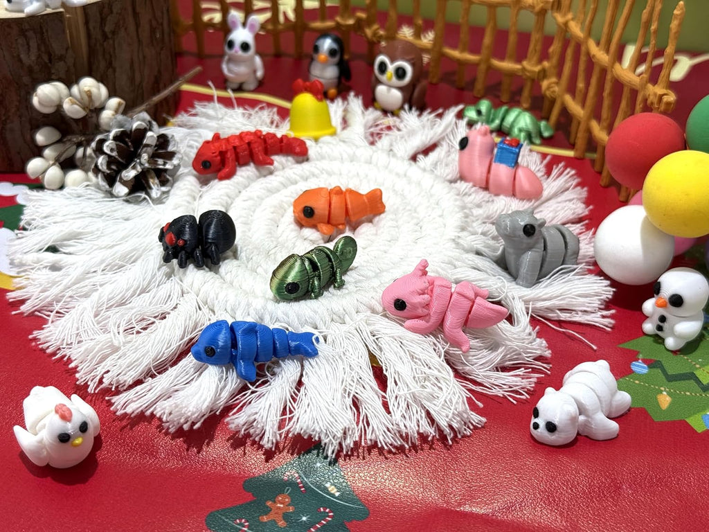 Skiennix 24 PCS 3D Printed Animal Collectibles - Fun Christmas Countdown Calendar Ornaments & Gifts