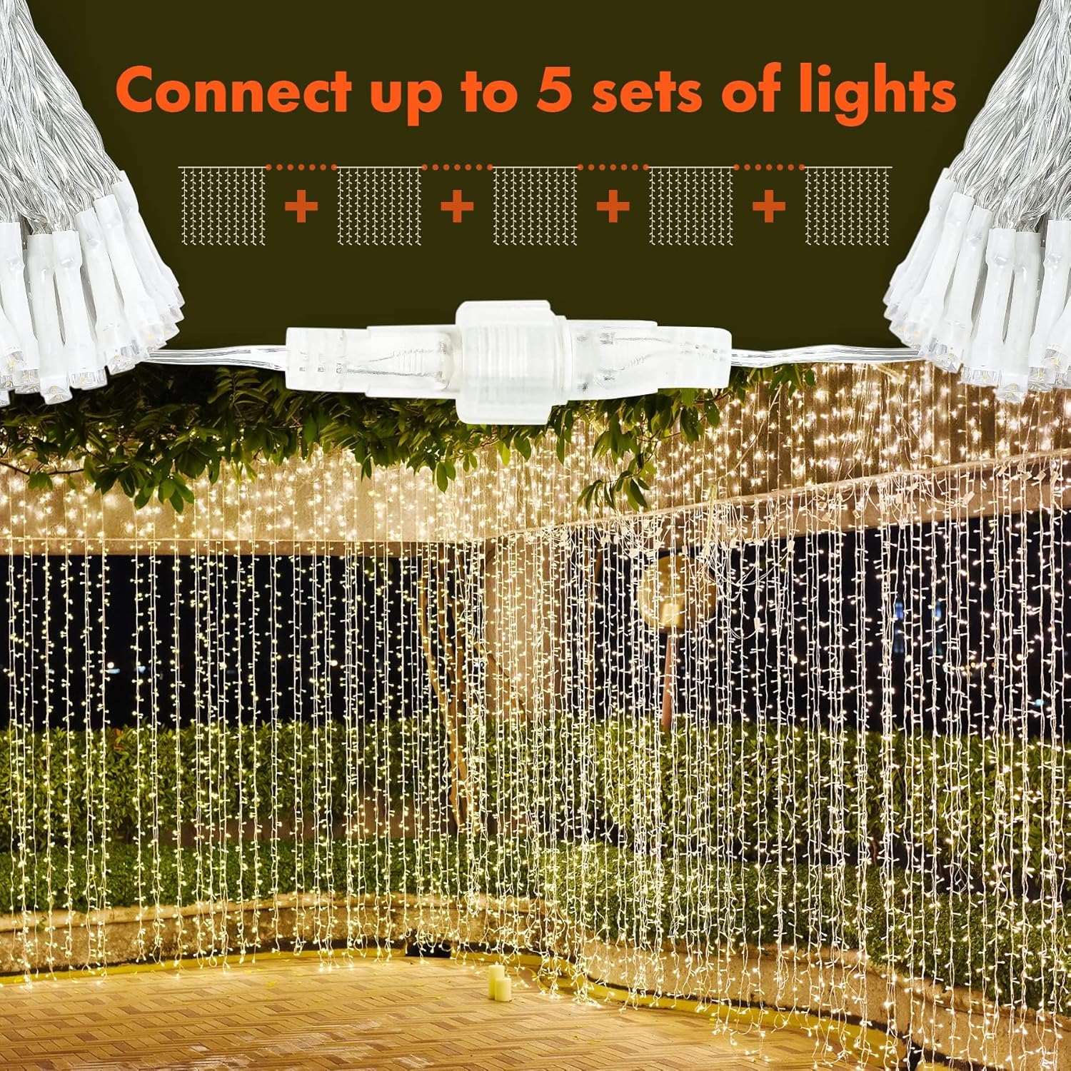 Twinkle Star 300 LED Fairy Curtain String Lights - 8 Modes for Indoor/Outdoor Decor | Warm White, 2 Pack