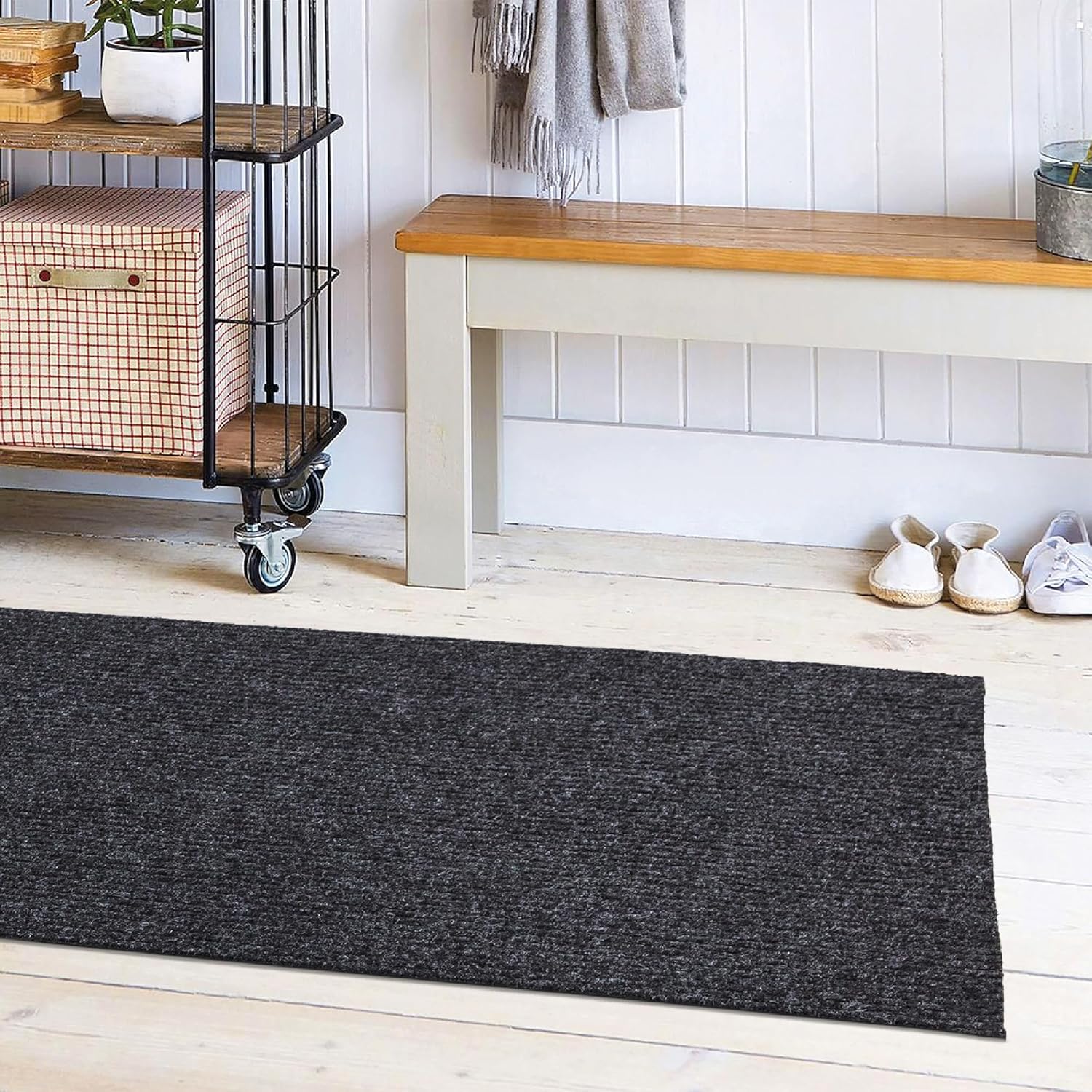 Ottomanson Hallway Runner Rug - Durable Non-Slip Mat for Indoor & Outdoor Use | 2' x 6' Black Carpet