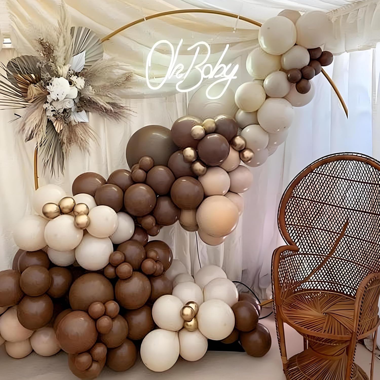 Skiennix Dark Brown Balloons - 120-Piece Boho Latex Balloon Arch Kit | 5-18 Inch Sizes for Parties