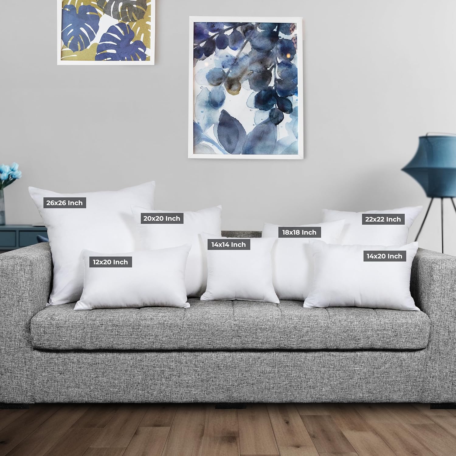 Utopia Bedding 26x26 Pillow Inserts - Set of 2 White Decorative Throw Pillows for Sofa & Couch - Soft & Fluffy Cushions
