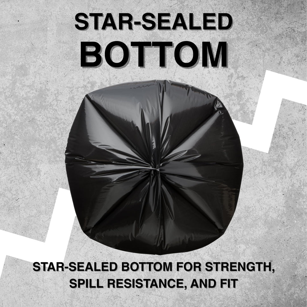 Top Knot Bags 55 Gallon Garbage Trash Bag 38X58" 1.2 Mil Black 100 Count Can Liner Bulk 56 Gallon 57 Gallon 58 Gallon 59 Gallon 60 Gallon 55-60 Gallon Made in USA