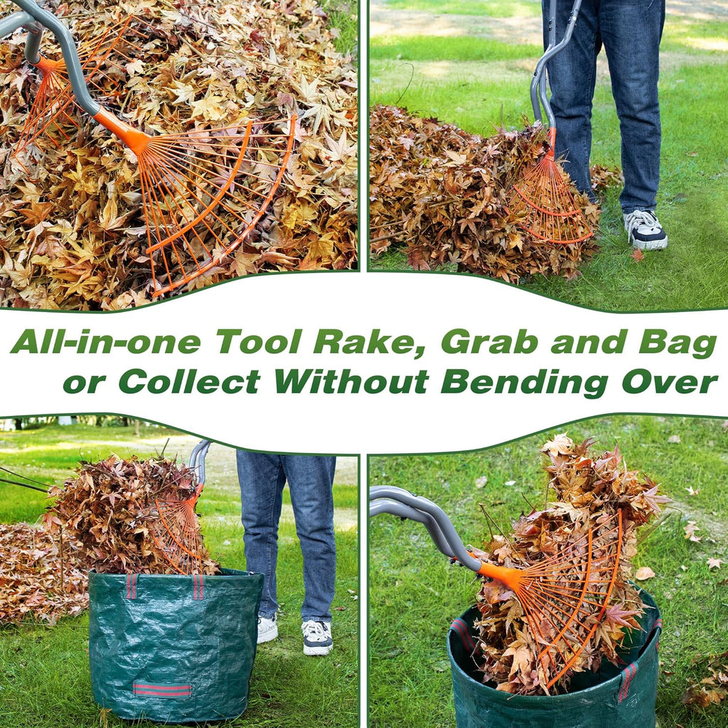 Walensee Leaf Rake - Heavy Duty Leaf Picker & Scooper with Long Steel Handle | Multi-Use Garden Claw