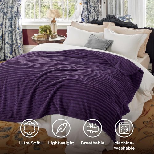 Bedsure GentleSoft California King Size Blanket - Cozy Purple Fleece Throw for Women, 102x96 Inches