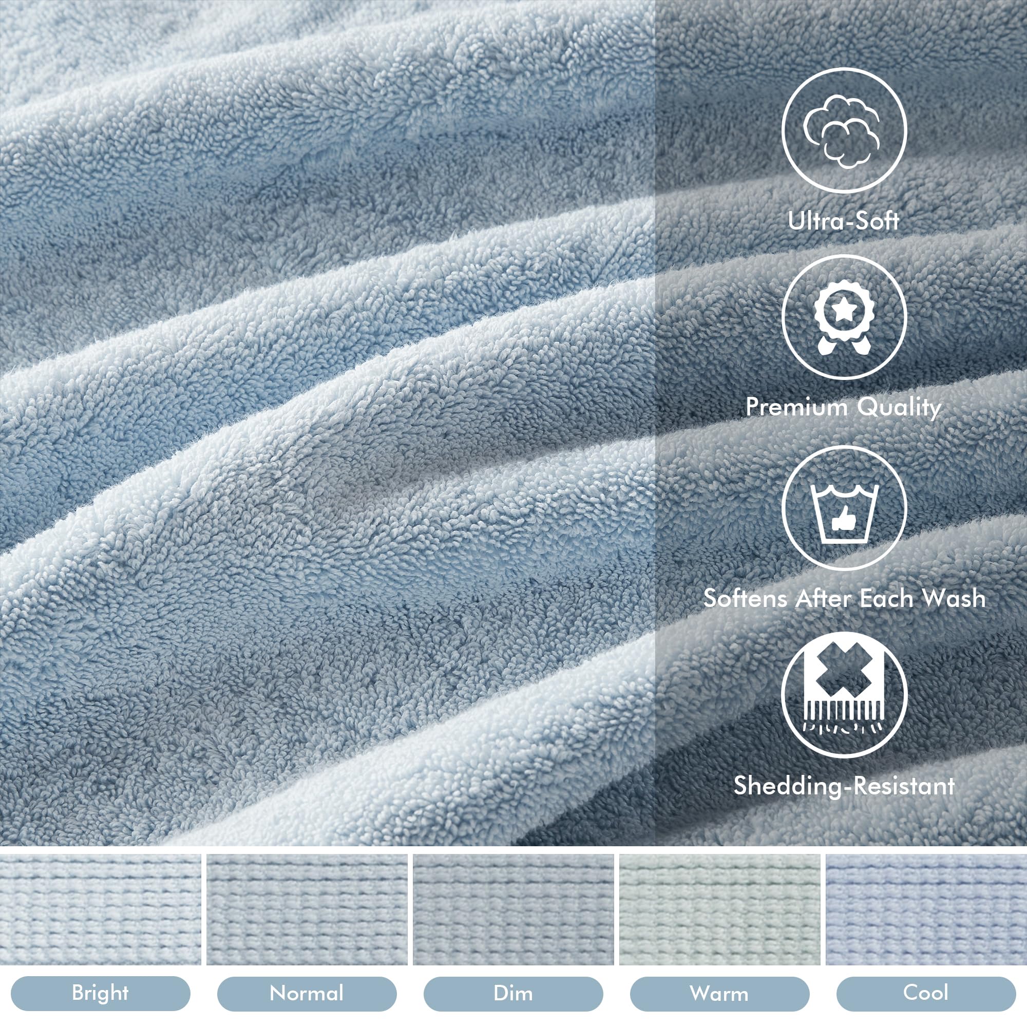 Madison Park 800GSM Bathroom Towel Set of 8 100% Cotton Bath Towel Set for Bathroom Luxurious Highly Absorbent 2 Bath Towels 2 Hand Towels 4 Washcloths Quick Dry Spa Quality Light Blue