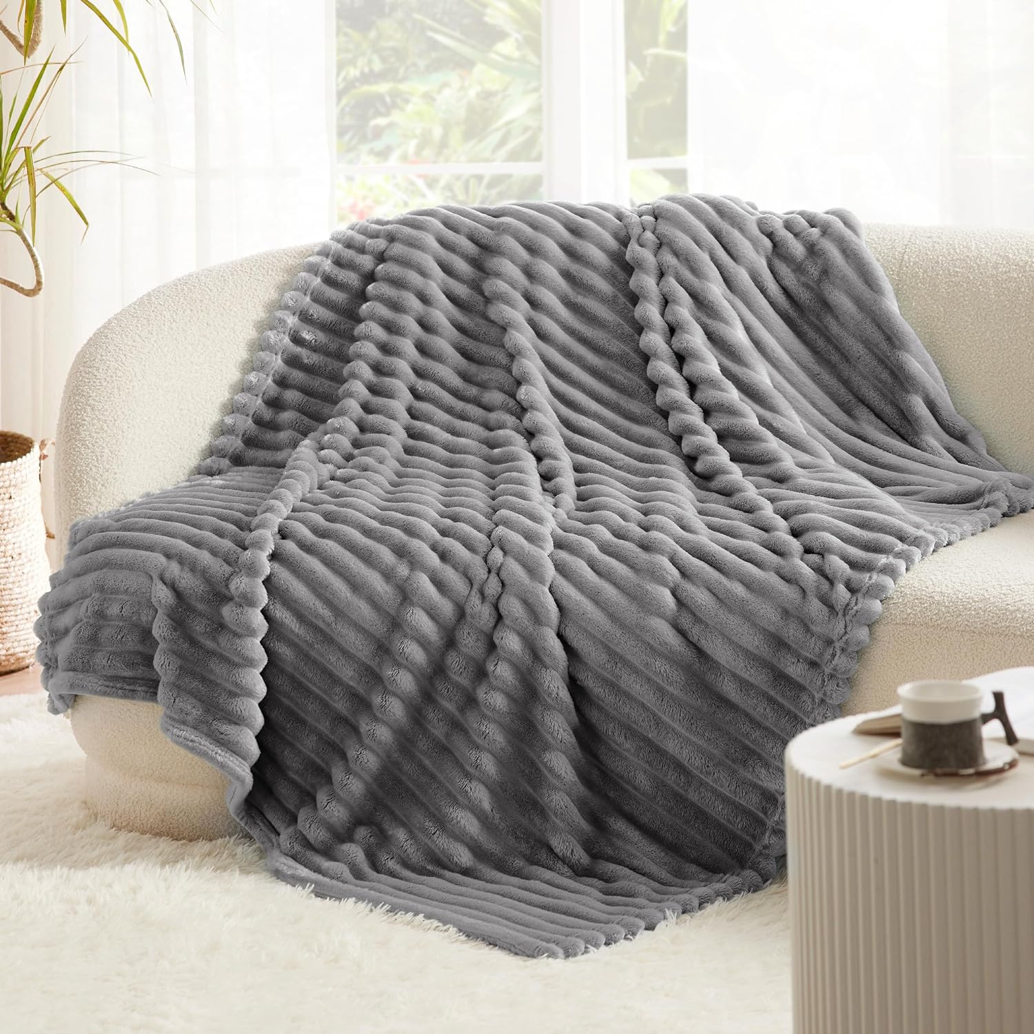 Bedsure GentleSoft Twin Blanket - Cozy Frost Gray Throw for Women | Soft and Stylish 66x90 Inches