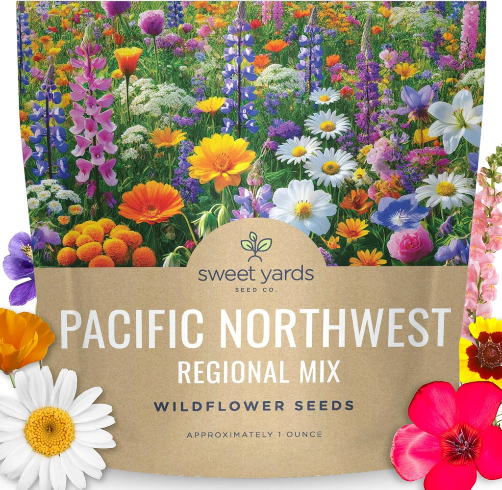 Pacific Northwest Regional Mix | Large 1 Ounce Packet of 24,000 Wildflower Seeds for Planting