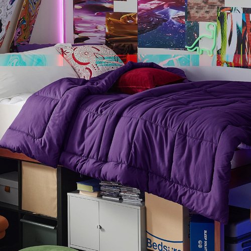 Bedsure Comforter Duvet Insert - Quilted All-Season Twin Size Down Alternative Blanket, Purple 88 x 68 Inches