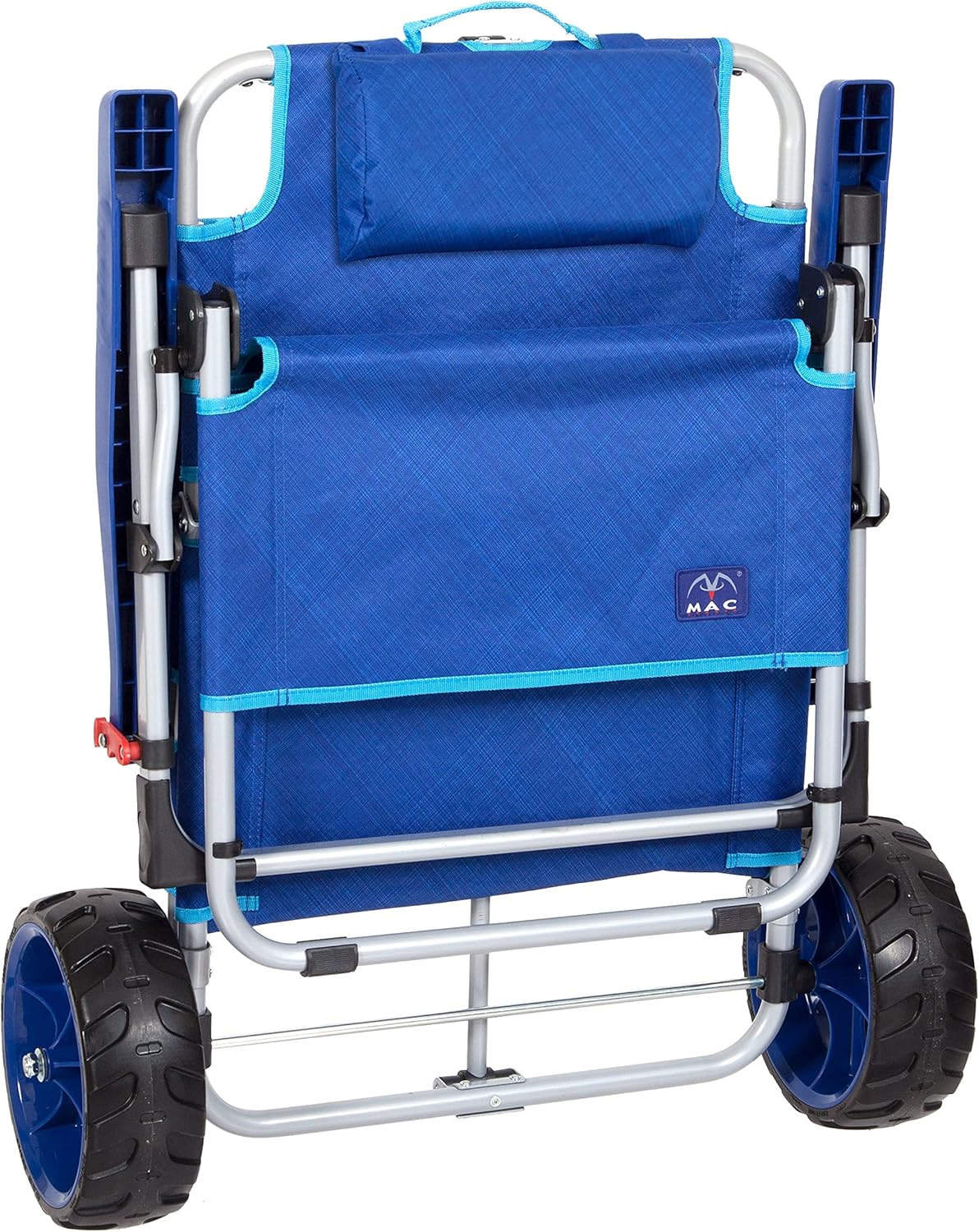 Mac Sports Foldable Beach Chaise Lounge Chair with Integrated Wagon Pull Cart - Ideal for Outdoor Fun